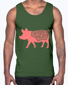 PigMandala 985#- mandala- Cotton Tank