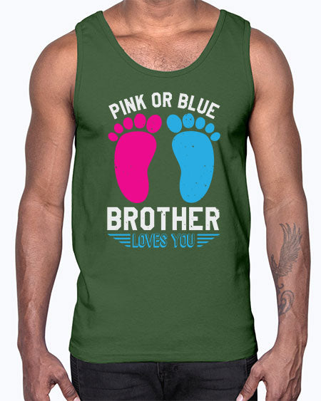 Pink or Blue brother loves you Style 185#- baby shower- Cotton Tank