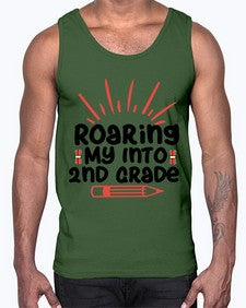 Roaring My Into second Grade 762#- second grade- Cotton Tank