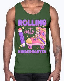 Rolling into Kindergarten 787#- kindergarten- Cotton Tank
