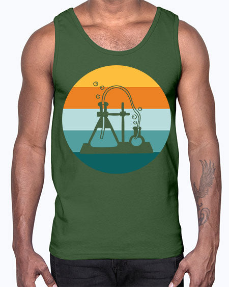 ScientistRetroSunsetScientistSkinite Scientist Skinite 39#- general science- Cotton Tank