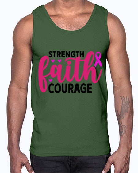 Strength Faith Courage 8#- breast cancer- Cotton Tank