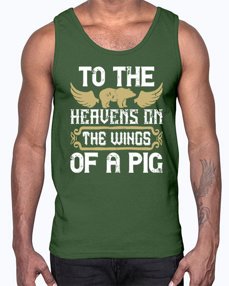 To the heavens on the wings of a pig Style 14#- pig- Cotton Tank