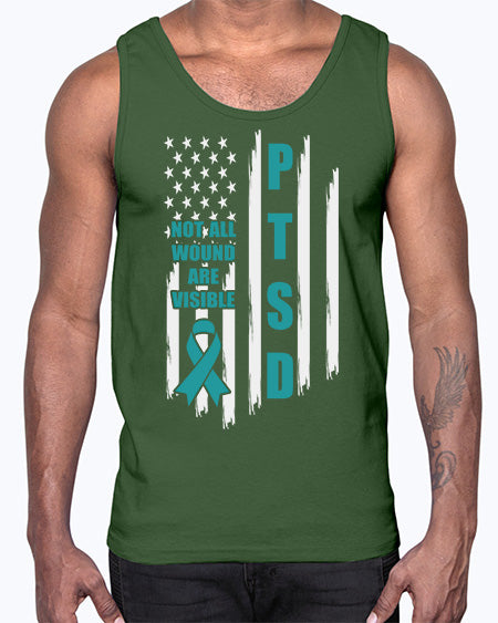 Veteran Not All Wounds Are 5#- PTSD- Cotton Tank