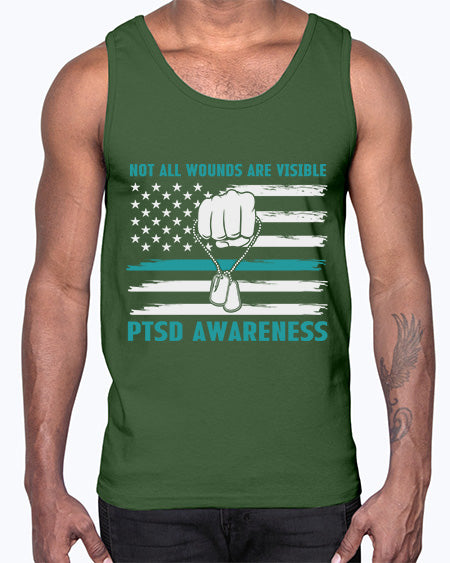 Veteran PTSD Not all wounds 4#- PTSD- Cotton Tank
