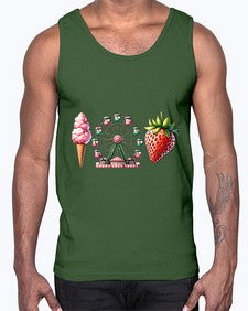 Watercolor Strawberry Fair 1693#- strawberry- Cotton Tank