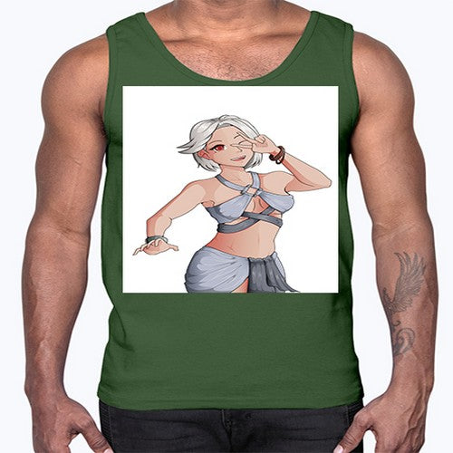 White hair girl wearing summer outfit 40#- anime- Cotton Tank