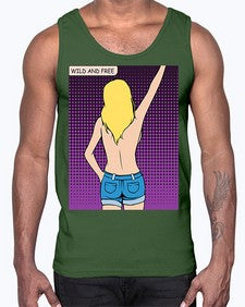 Wild and Free 1248#- art pop art- Cotton Tank