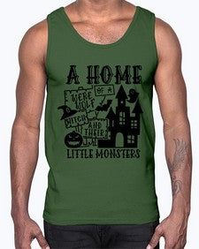 a home of a were wolf witch and their little monsters 53#- witch- Cotton Tank