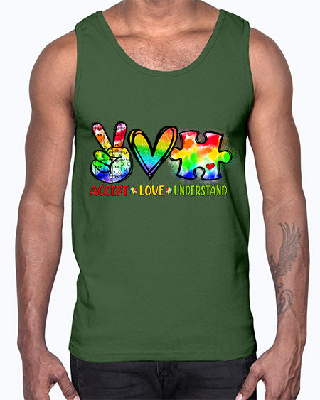 accept love understand- autism- Cotton Tank