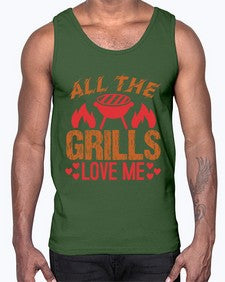 all the grills love me 17#- bbq- Cotton Tank