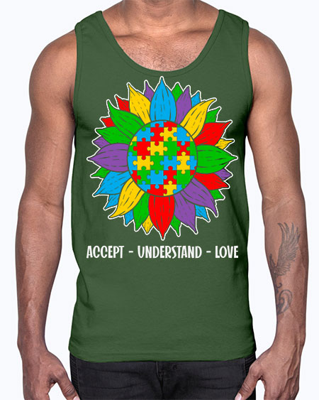 autism accept understand 7#- autism- Cotton Tank