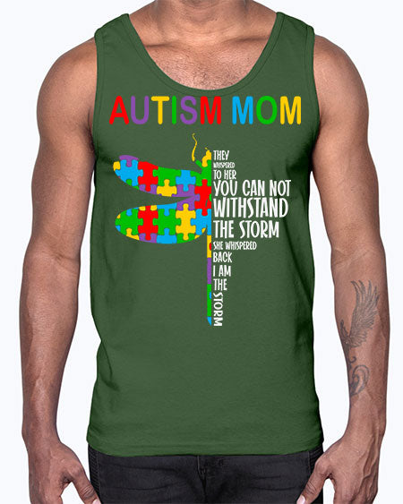autism mom dragonfly puzzle pieces 47#- autism- Cotton Tank