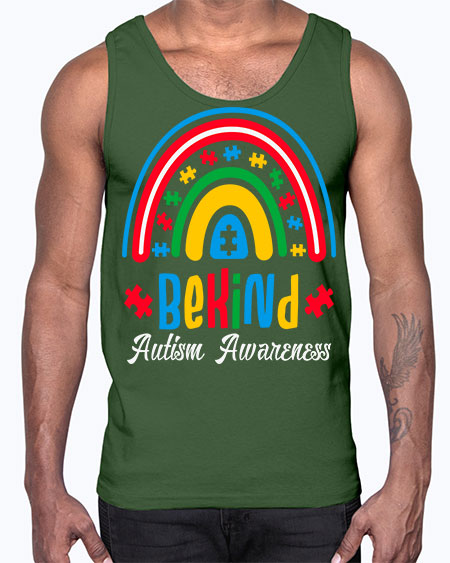 be kind autism awareness rainbow 67#- autism- Cotton Tank