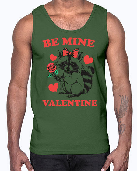 be mine valentine 3#- raccoon- Cotton Tank