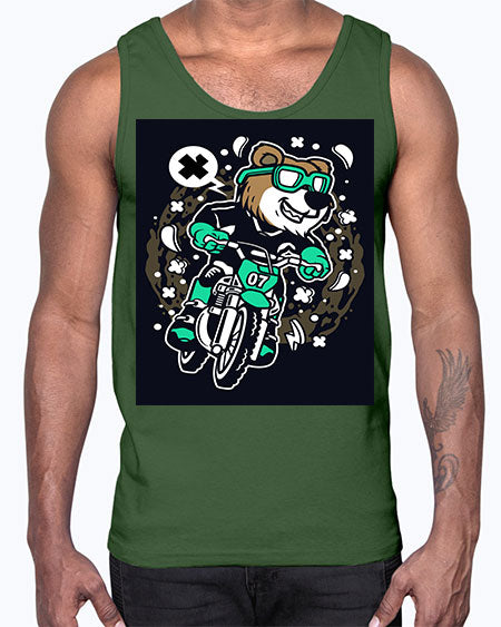 bear motocross rider 37#- bears - animals- Cotton Tank