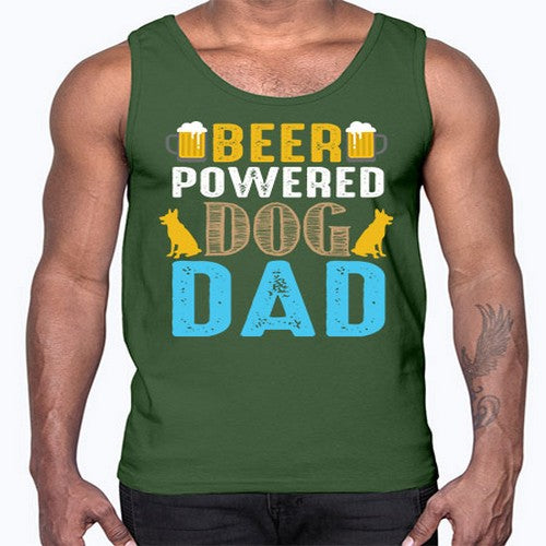 beer power dog dad 55#- dogs- Cotton Tank