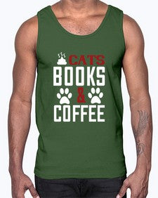 cats books and coffee Style 38#- cats- Cotton Tank
