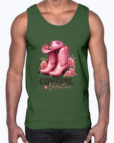 cowgirl valentine cupid valentine 352#- western- Cotton Tank