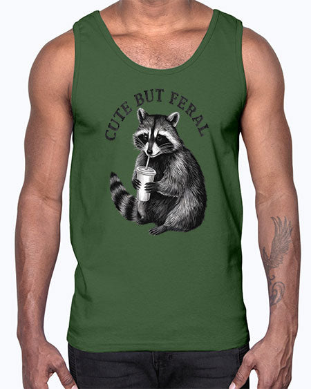 cute but feral 5#- raccoon- Cotton Tank