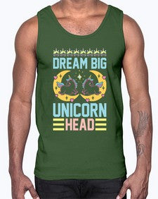 dream big unicorn head 113#- unicorn- Cotton Tank