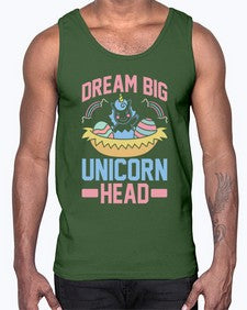 dream big unicorn head 98#- unicorn- Cotton Tank
