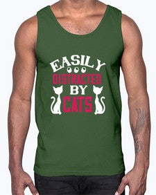 easily distracted by cats Style 46#- cats- Cotton Tank