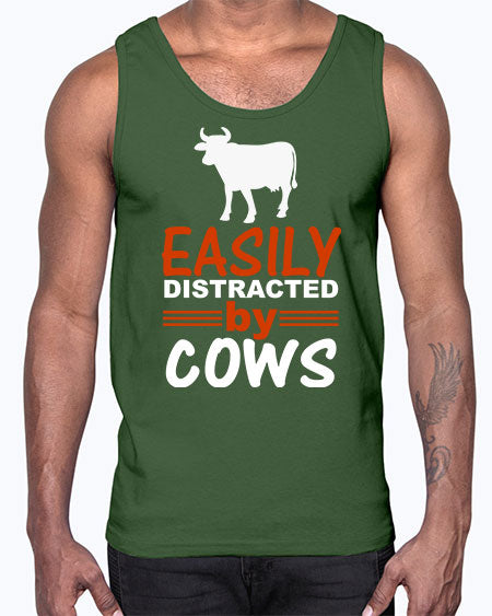 easily distracted by cows Style 4#- cow- Cotton Tank