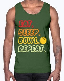 eat sleep bowl repeat 349#- bowling- Cotton Tank