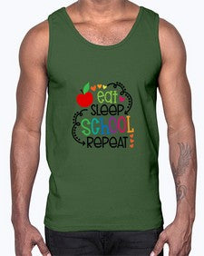 eat sleep school repeat 45#- general school- Cotton Tank