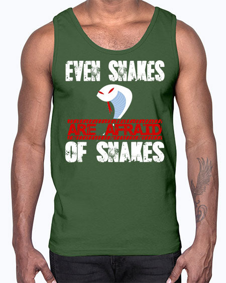 even snakes are afraid of snakes- snake- Cotton Tank