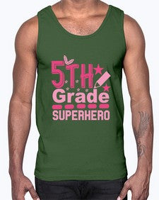 fifth Grade Superhero 92#- fifth grade- Cotton Tank