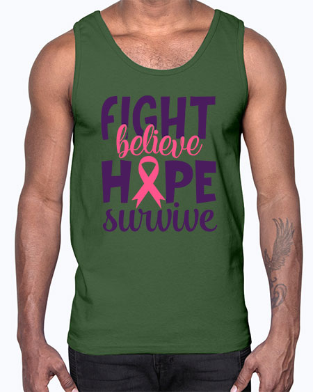 fight believe hope survive Style 13#- breast cancer- Cotton Tank
