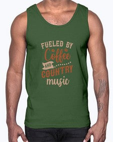 fueled by coffee and country music 468#- western- Cotton Tank