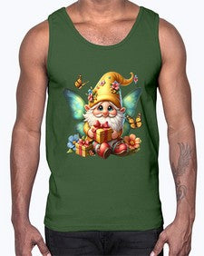 gnome with butterfly 07#- gnome- Cotton Tank