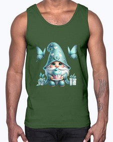 gnome with butterfly 10#- gnome- Cotton Tank