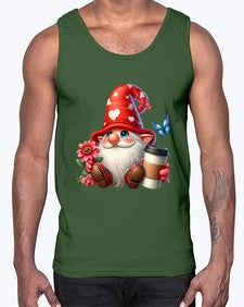 gnome with butterfly 12#- gnome- Cotton Tank