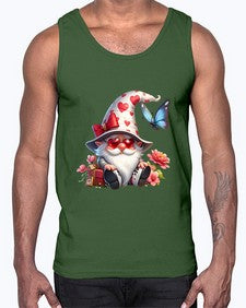 gnome with butterfly 13#- gnome- Cotton Tank