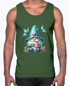 gnome with butterfly 14#- gnome- Cotton Tank