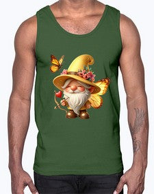 gnome with butterfly 27#- gnome- Cotton Tank