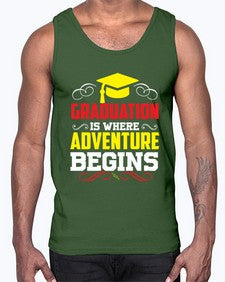 graduation is where adventure beings 226#- graduation- Cotton Tank