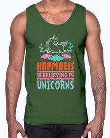 happiness is believing in unicorns 152#- unicorn- Cotton Tank