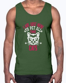 i am just here topet all time cats Style 52#- cats- Cotton Tank