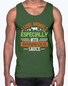 i love animals especially with barbeque sauce 1133#- vegan- Cotton Tank