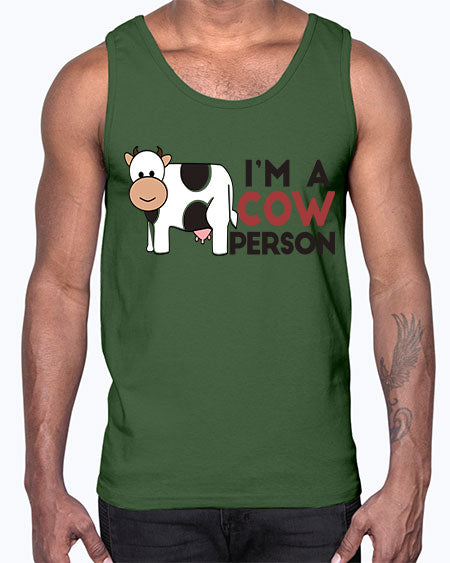 im a cow person- cow- Cotton Tank