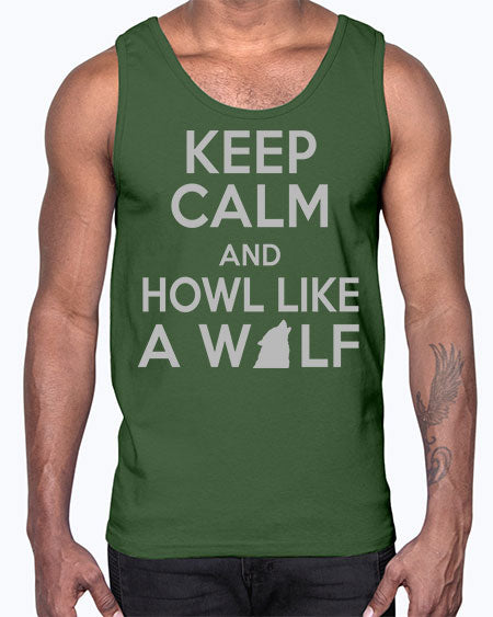 keep calm and howl like a wolf- wolf- Cotton Tank
