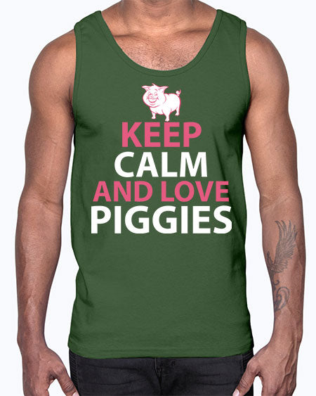 keep calm and love piggies Style 47#- pig- Cotton Tank