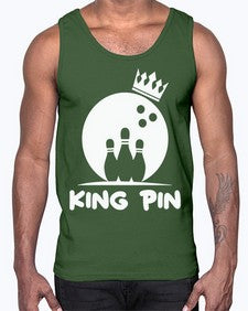king pin bowling couples 712#- bowling- Cotton Tank