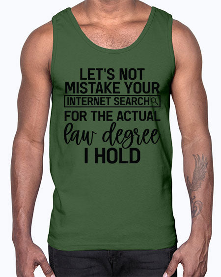 let s not mistake your internet search for the actual law degree i hold 1047#- lawyer- Cotton Tank