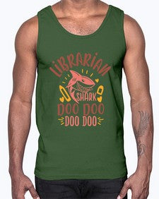 librarian shark doo doo 474#- librarian- Cotton Tank
